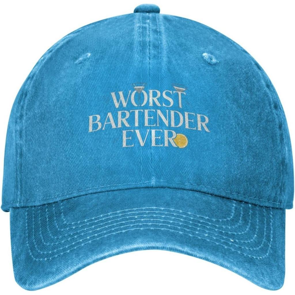 Worst Bartender Ever Funny Baseball Cap Distressed Cotton Casual Hat for Adults