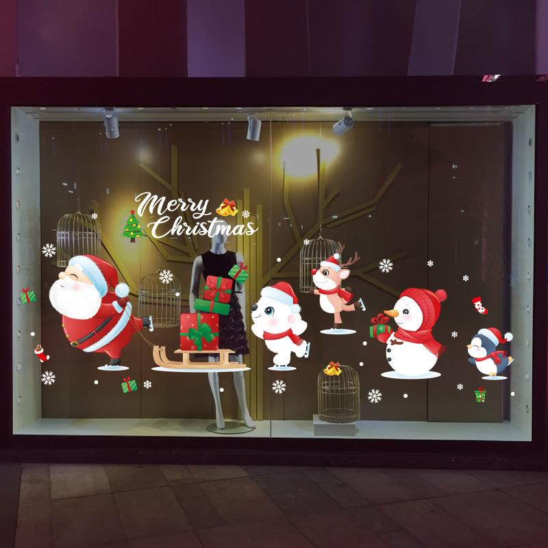 Merry Christmas Wall Sticker Window Glass Merry Christmas Decor for Home Living Room Wall Decor Happy New Year Sticker