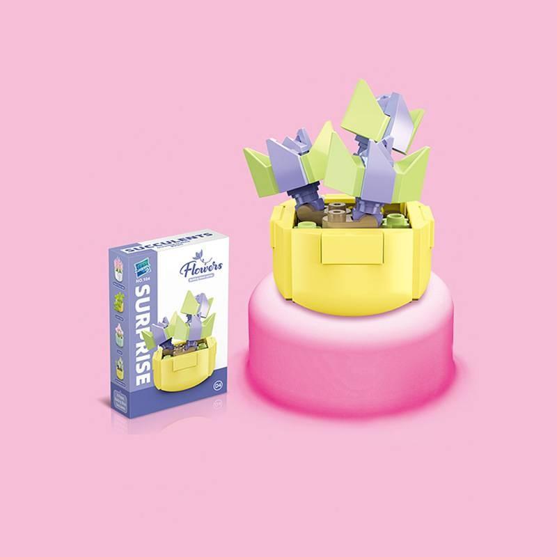Small Children Puzzle Particle Building Block Flower Flexing Potted Model Toy