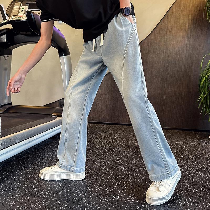 Premium jeans men's trendy straight-leg pants ruffian handsome loose wide-leg men's pants new trendy brand casual pants