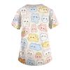 Women's V Neck Short Sleeve Work Top with Pockets Animal Print Medical Scrub Shirt for Healthcare Professionals Comfortable Fit