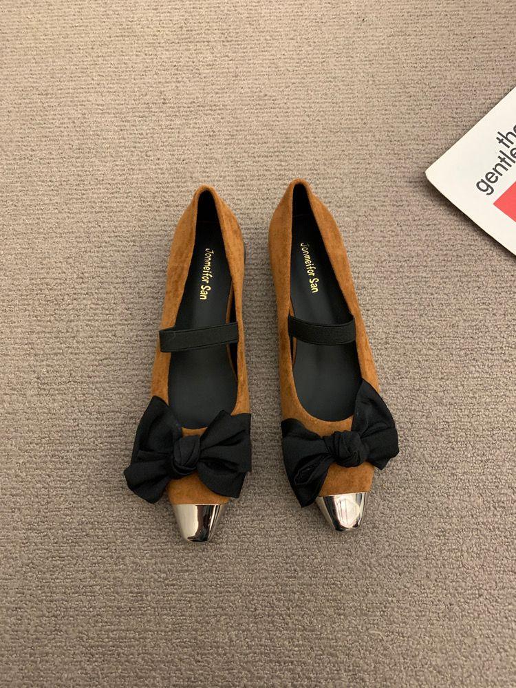 

Fashion 2024 Hot Sale Ladies Shoes Slip on Women s High Heels Fashion Color Matching Dress Pumps Women New Butterfly-knot Heels Women 35 коричневый