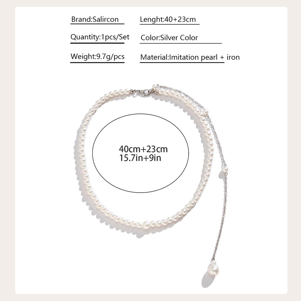 Vintage Elegant Simulated Pearls Clavicle Choker Necklace For Women Long Chain Tassel Pendant Wedding Jewelry Bikini Chest Chain