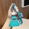 High-Value Rainbow Badminton Pendant Keychain: Creative Sports Backpack Decoration & Gift