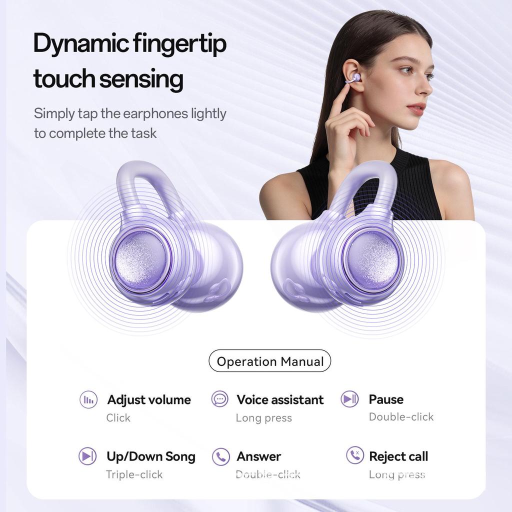 Space Capsule M163 TWS Bluetooth Earphones: Painless Clip-on, Digital Display, Wireless Sport Earbuds