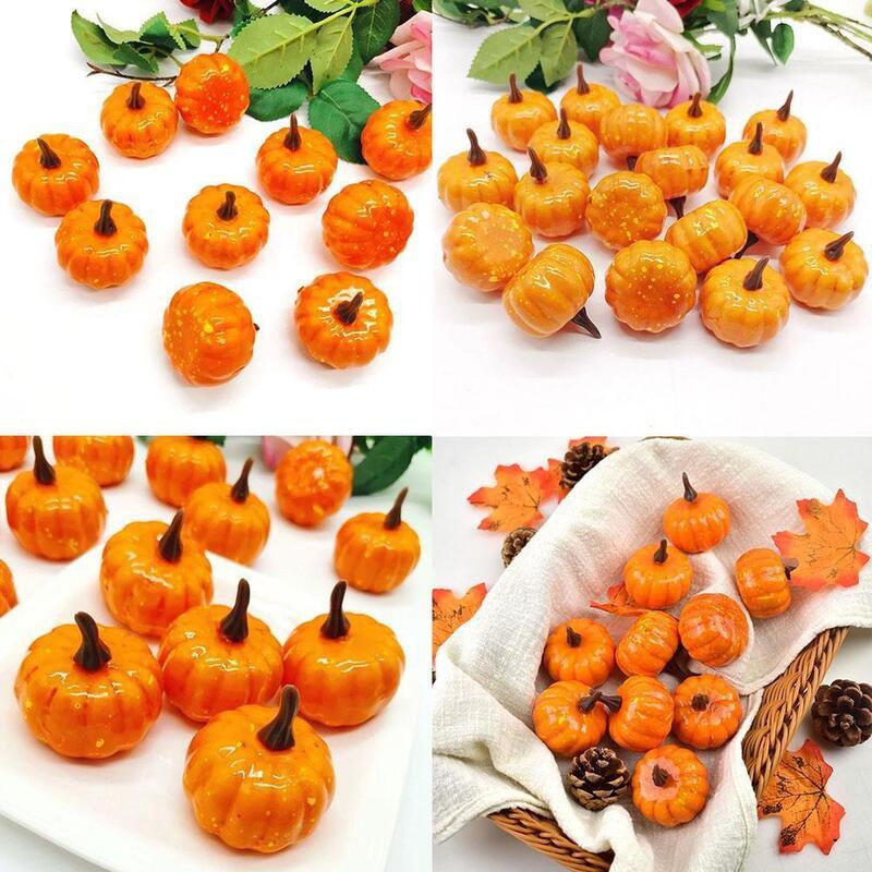 12pcs Artificial Mini Foam Pumpkin Simulation Props Perfect For Halloween Party Decoration