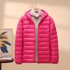 Korean Style Womens Lightweight Cotton Down Jacket Loose Fit Short Hooded Stand Collar Autumn Winter Coat