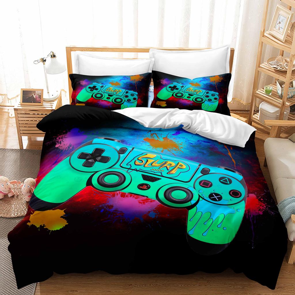 3D Printing Boy's Room Bedding Set Game Handle Duvet Cover 2/3 Pieces AU140 * 210 Full Size Quick Drying Easy Cleaning Home Decoration