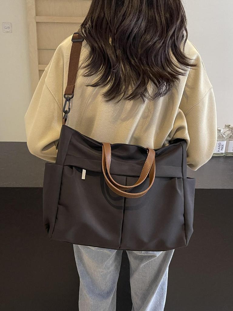 Korean Style Women's Large Nylon Tote Bag - Versatile Canvas Shoulder Bag