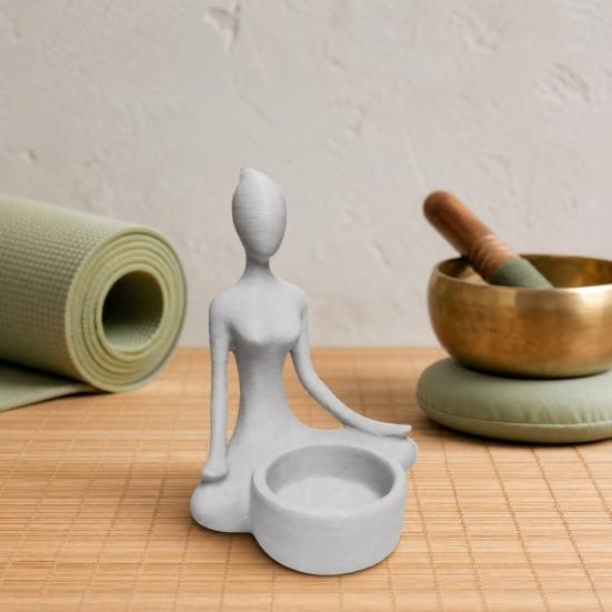 Portacandele Figurine Sedute Stampate 3D, Supporto per Candeline Tea Light Yoga Zen, Decorazione Minimalista per Scrivania e Scaffale, Regalo Mindfulness per Yogi
