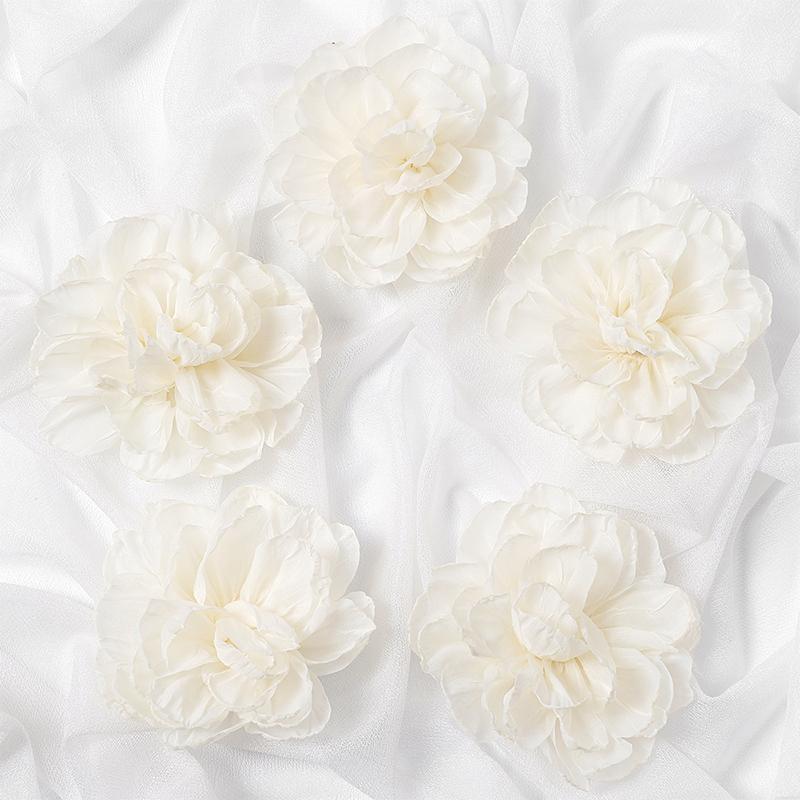 

3/5Pcs 10cm Handmade Big Chiffon Fabric Artificial Flowers Head for Headwear Wedding Dress Hats Home Decoration DIY Accessories 3Pcs бежевий