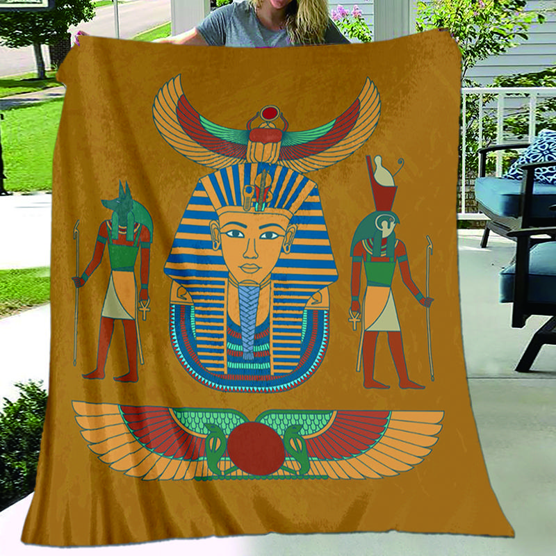 1PC Ancient Egyptian murals, Vikings, Anubis blanket, all season lightweight home office outdoor nap multifunctional blanket