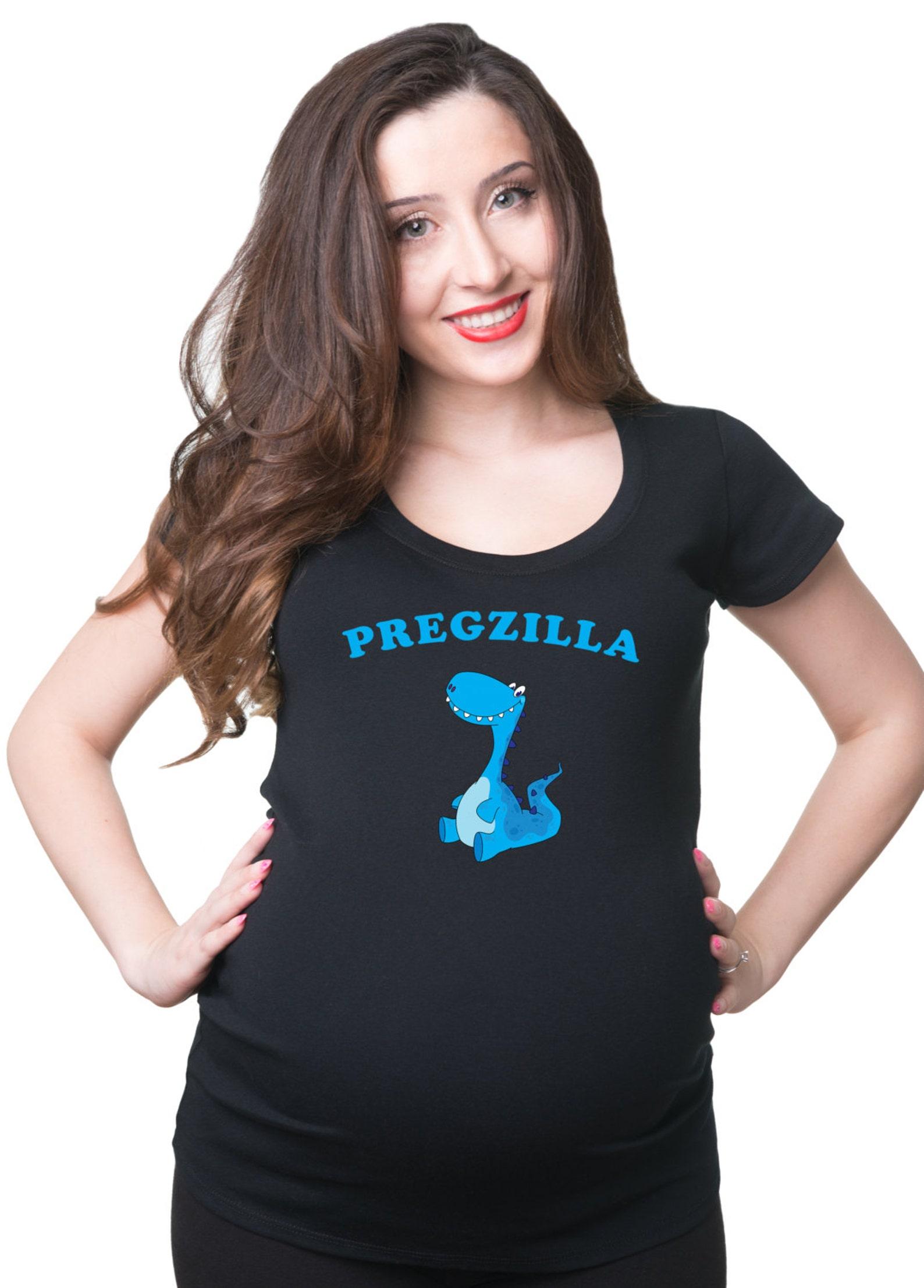 Pregzilla Blue T-Shirt Funny Maternity T-Shirt Gift Foe Wife Tee Shirt XL