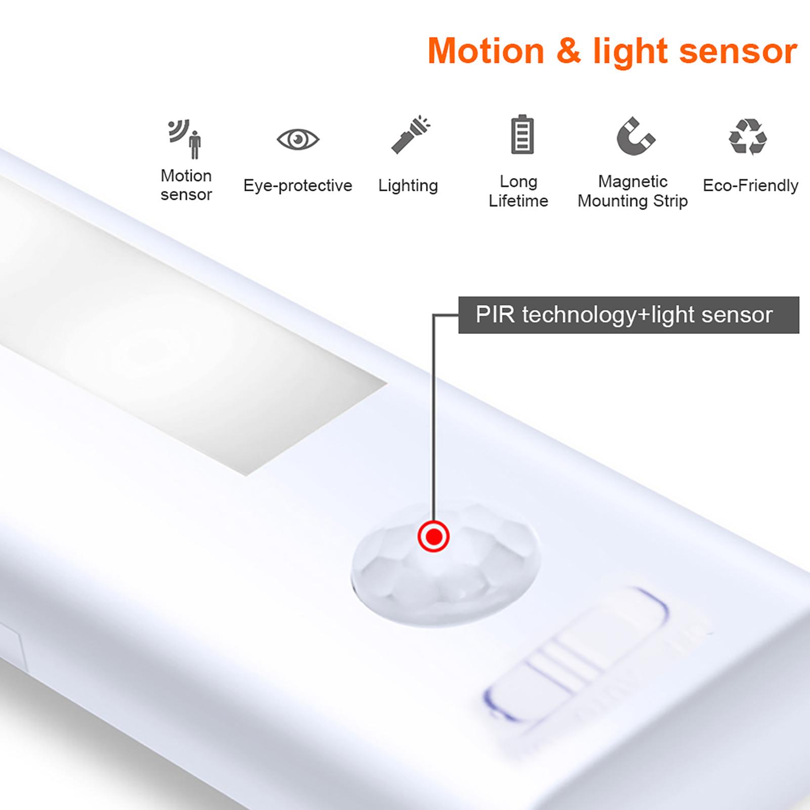 

LEDs Closet Light Motion Sensor 3000 6500K Battery Operated Night Lamp for Kitchens Bathrooms Wardrobe Hallway белый