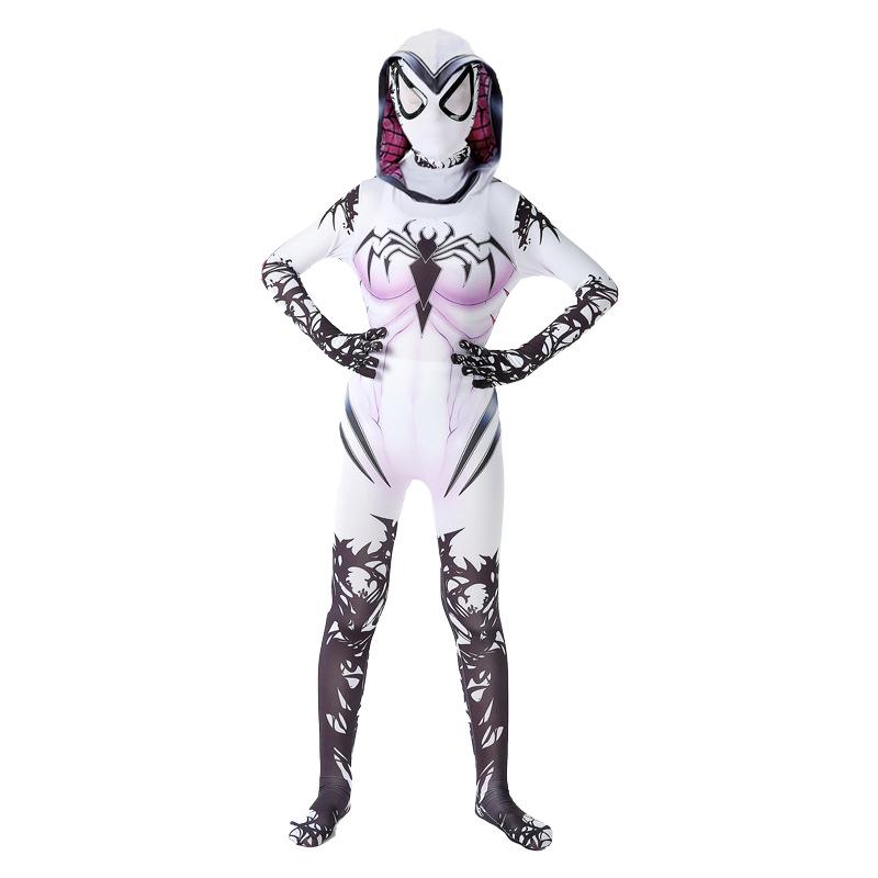 Gwen Spider Bodysuit Cosplay Jumpsuit for Kids & Adults 140 cm