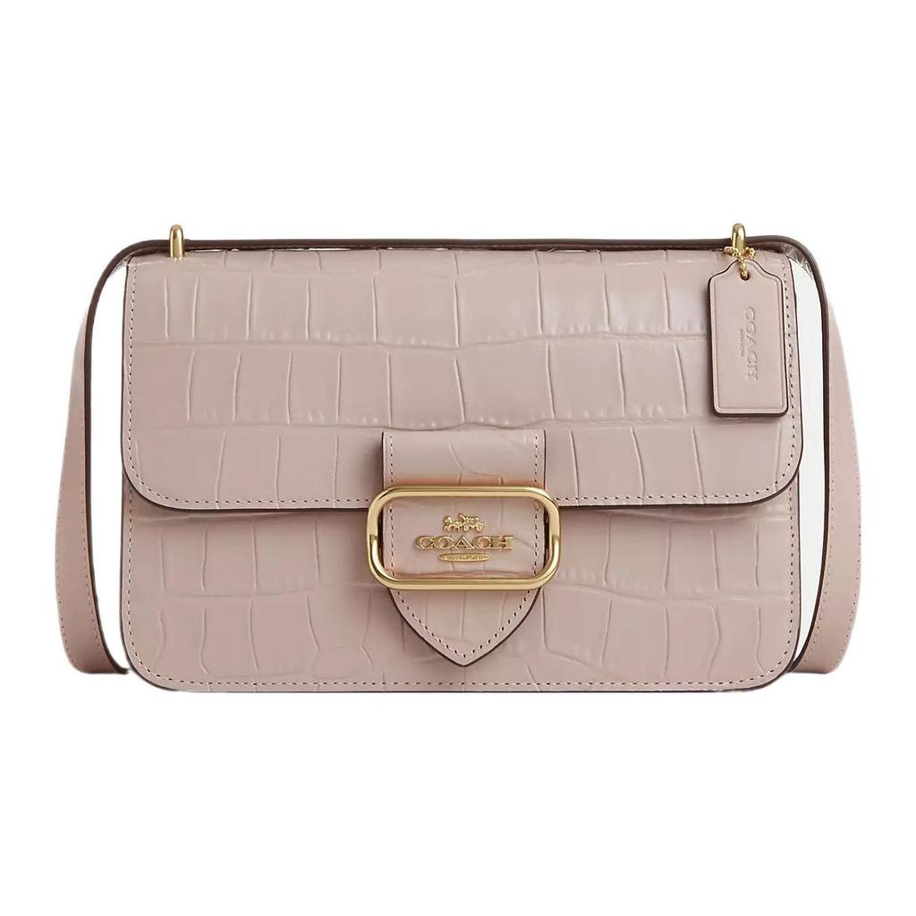 Coach Morgan 25 Nameplate Crocodile Pattern Flap Leather Small Shoulder Crossbody Bag Medium Women bags Gold Gray CM204-IMC2J