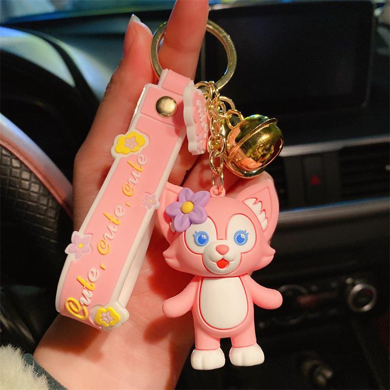 Cartoon Cute Lingna Belle Car Keychain Glue Pendant Pink Fox Couple Backpack Keychain Pendant