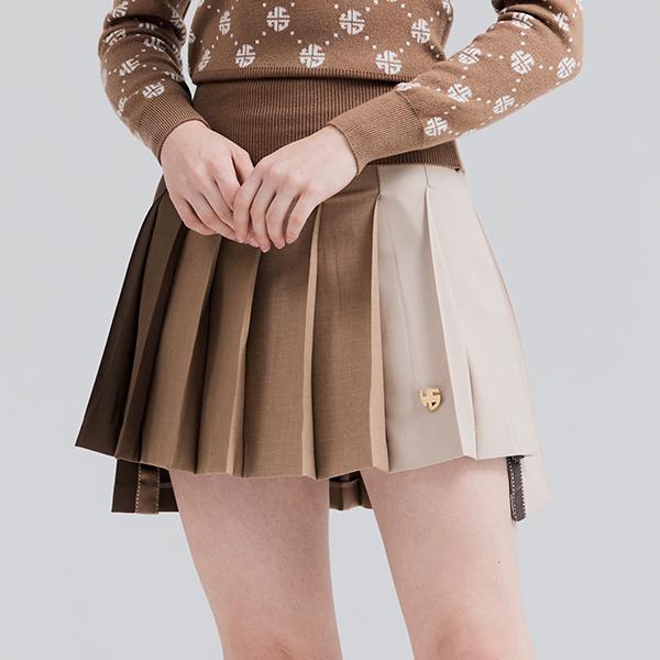 Henry Stuart Women'S Tone-On-Tone Color Block Skirt Beige