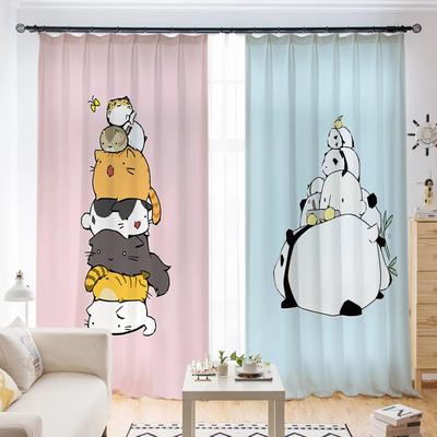 Children's Girl Bedroom High Shading Curtain Pink Princess Style Cartoon Cute Fun Animal Print Curtains Blinds Window New Cute