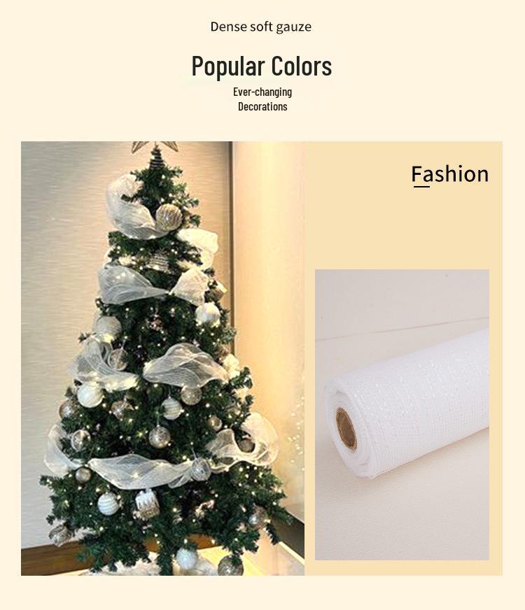 Christmas Tree Net Ribbon & Bow Set for DIY Decoration