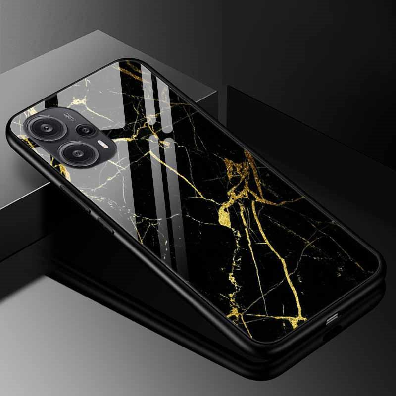 Tempered Glass Phone Case For Xiaomi Poco F5 5G F5Pro Cover Poco F5 Pro Redmi Note 12S 12C 12 4G Luxury Hard Back Bumper PocoF5