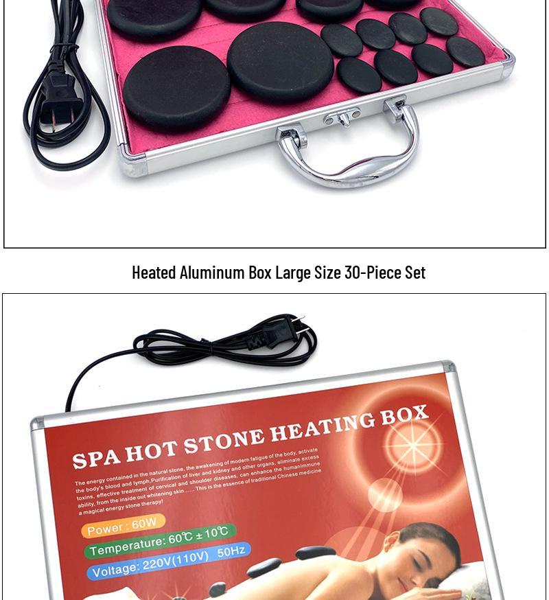 20-Piece Volcanic Massage Stone Set with Essential Oil Warmer & Aluminum Heater