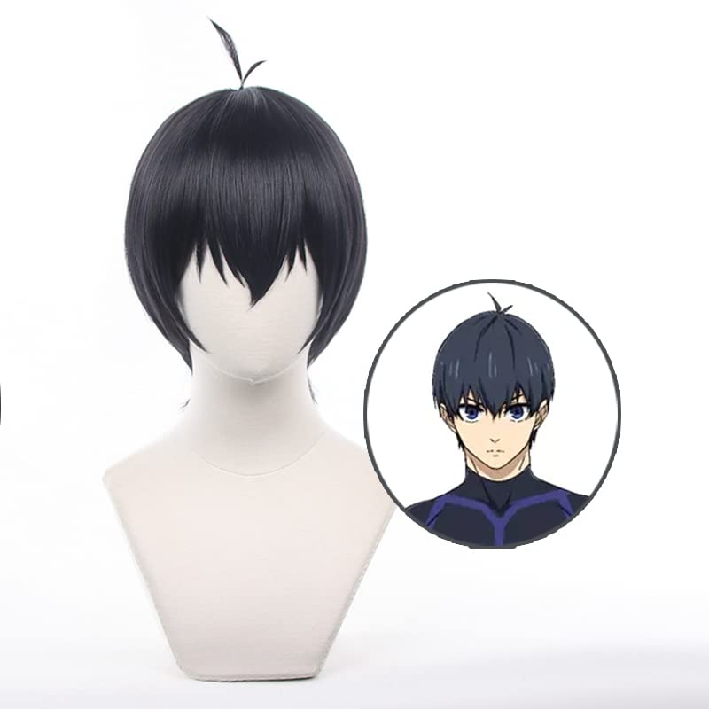 Eileen Blue Locks Kiyoshi Seiichi Wig, Heat-Resistant, Anime Wig, Disguise Wig, School Festival Wig [Includes Net]