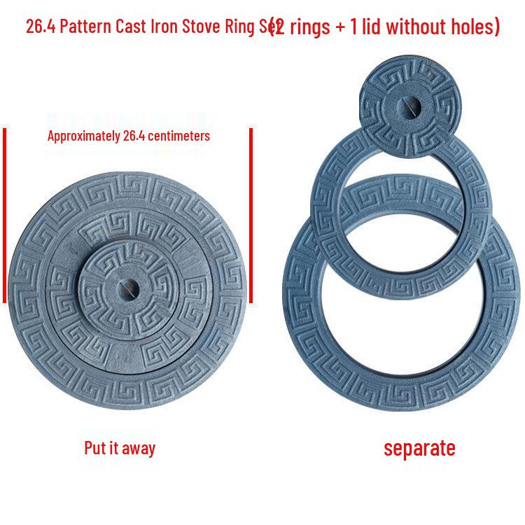 Cast Iron Firewood Stove Ring & Lid: Thickened Rustic Pot and Fire Pit Accessories