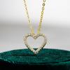 Sterling Heart Pendant Necklace With Moissanite Stone Gold Plated 14K Classic Elegant Jewelry Women