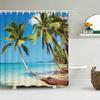 High Quality Sunny Sea Beach Scenery Fabric Shower Curtain Waterproof Printing Bath Curtains For Bathroom Decorate With Hooks