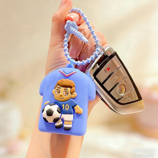1/4Pcs Football Jersey Squeeze Toy, Stress Relief Soccer T-shirt Toy, Football Themed Backpack Charm Decor Keychain Pendant, Souvenir Gifts for