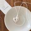 Bow Heart Pendant Necklace Irregular Sweater Chain Trendy Dopamine Color Necklace  Gifts