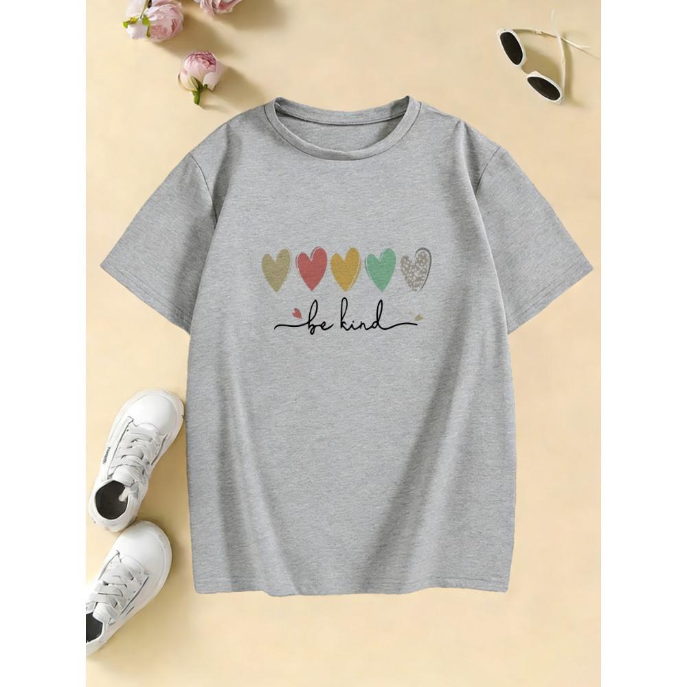Be Kind Love Heart Colorful T Shirts Short Sleeve Kids Children's T-shirt Boys Girls 2026 Summer Spring New Casual Top Tee Shirt