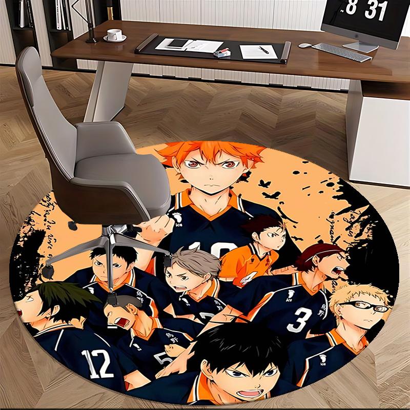 Haikyuu!! Team Kuroo Chair Mat Round Rug-Office Carpet, Non-slip, Suitable for Living Rooms, Bedrooms Decor.1205020a