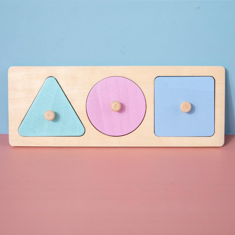 Montessori Geometric Shape Recognition Board - Wooden Toys for Early Education and Kindergarten