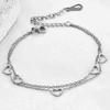 Stainless Steel Layered Adjustable Heart Charm Bracelet Women Gold Plated Minimalist Fashion Jewelry