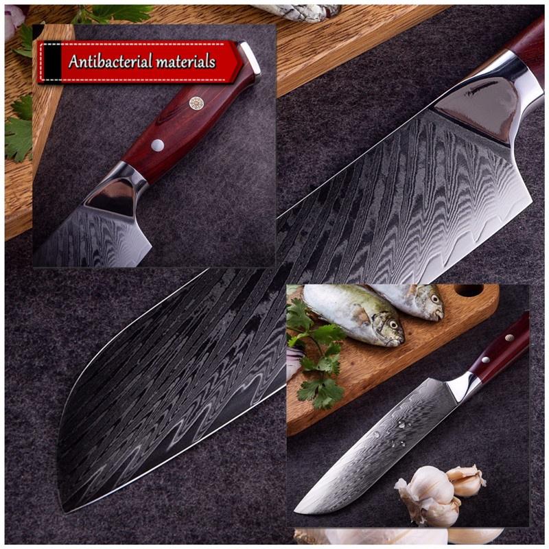 GRANDSHARP Santoku Knife 6.9'' Japanese Damascus 67 Layers Vg10 Steel Chef Kitchen Knife Cutting