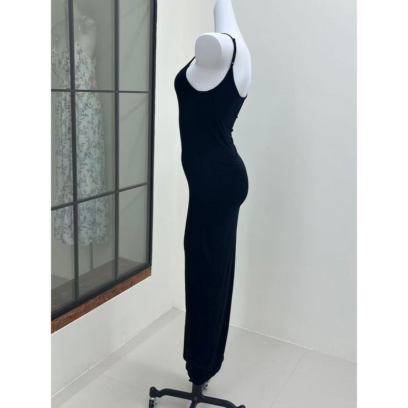 Kardashian European and American Tight Sheath Slim fit Modal Cotton Basic All-Match Suspender Skirt Dress Long dress
