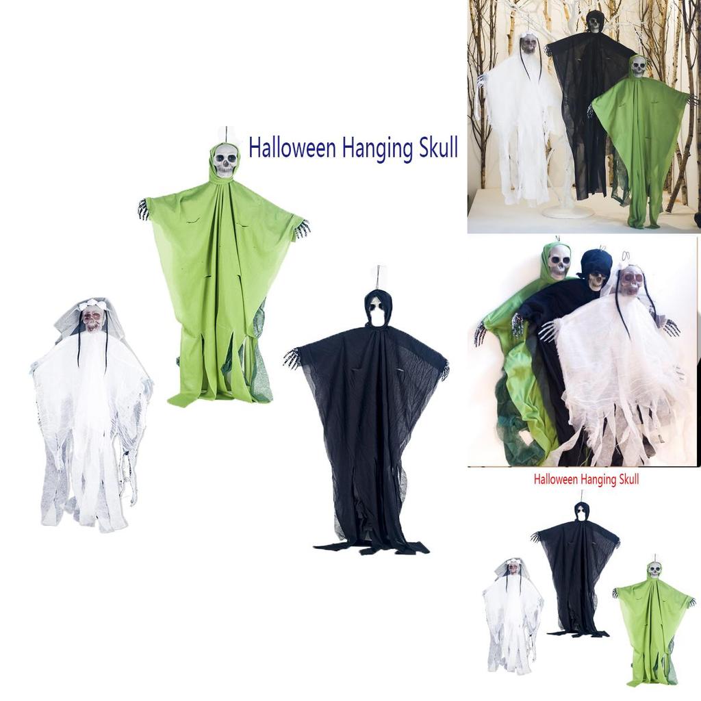 Creepy Halloween Hanging Skull Ghost Decoration With Realistic Details