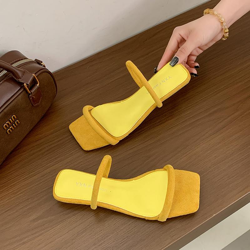 Fashion New Designer Style Narrow Band Women Slippers Shoes Fashion Open Toe Summer Open Toe High Heel Ladies Slides Shoes Zapatos Mujer