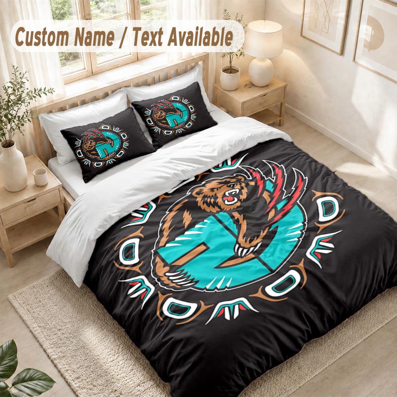 Memphis Grizzlies Bedding Set, 1 Duvet Cover & 2 Pillowcases Soft Comfortable Bedroom Home Textile Decor
