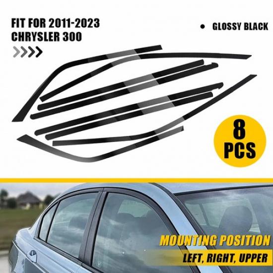 Chrome Delete Blackout Overlay for 2011-23 Chrysler 300 Window Trim Glossy Black