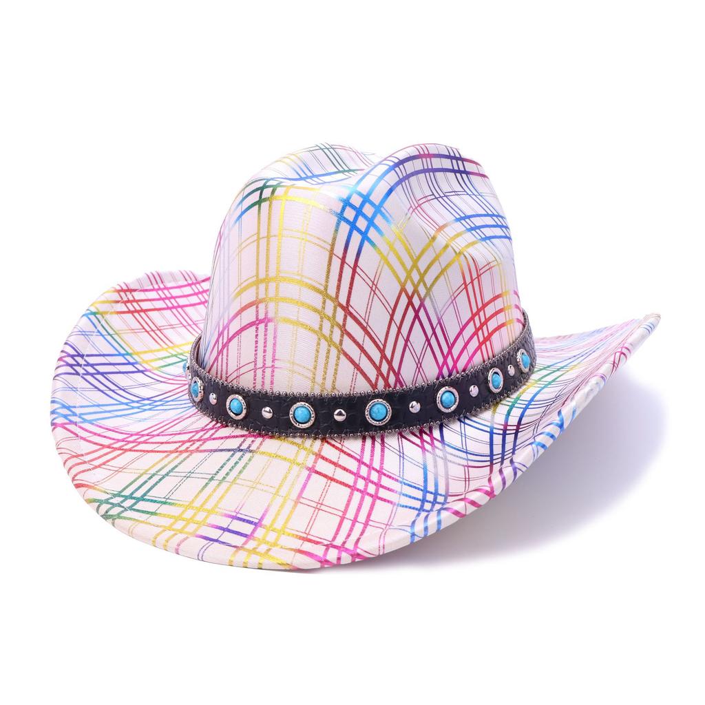 Colorful Western Denim Hat Fashion Party Fluorescent Autumn And Winter Big Brim Jazz Hat European And American Versatile Top Hat