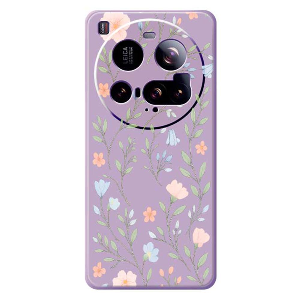For Xiaomi 15 Ultra Case Pink Blue Flowers Pattern Printing Straight Edge TPU Phone Back Cover