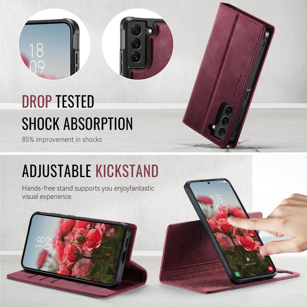 For Samsung Galaxy S22+ 5G Case CASEME C49 Compatible with MagSafe RFID Blocking Detachable Wallet Leather Phone Cover