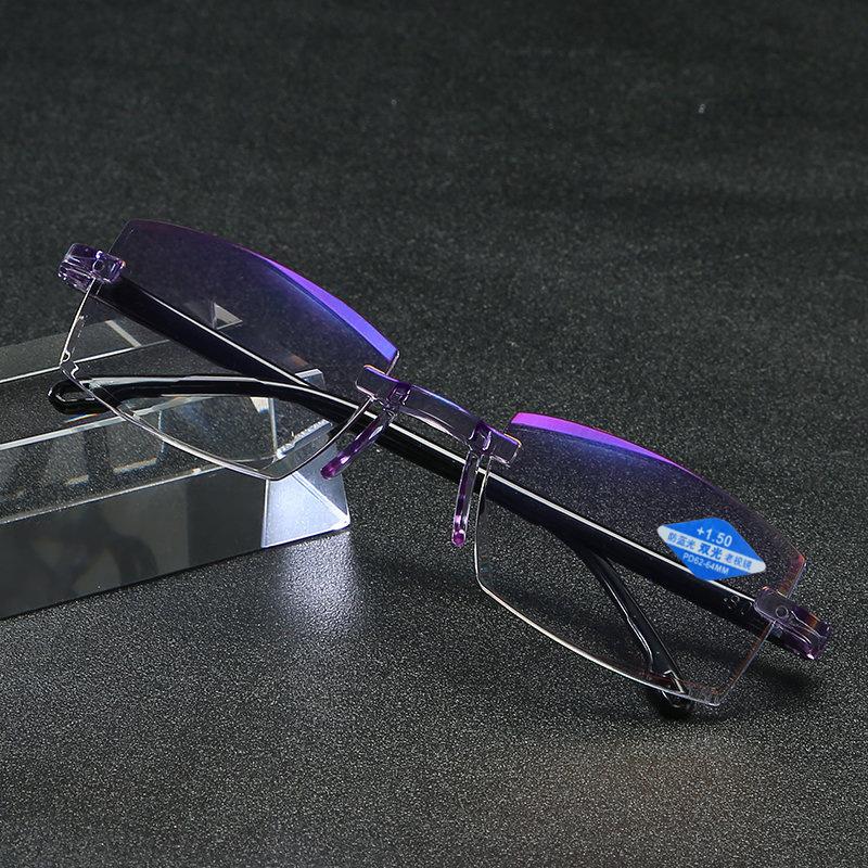 Anti Blue Light Intelligent Presbyopia Glasses Men Women Near Far Sight Reading Glasses Rimless Bifocal Glasses +1.0 To +4.0