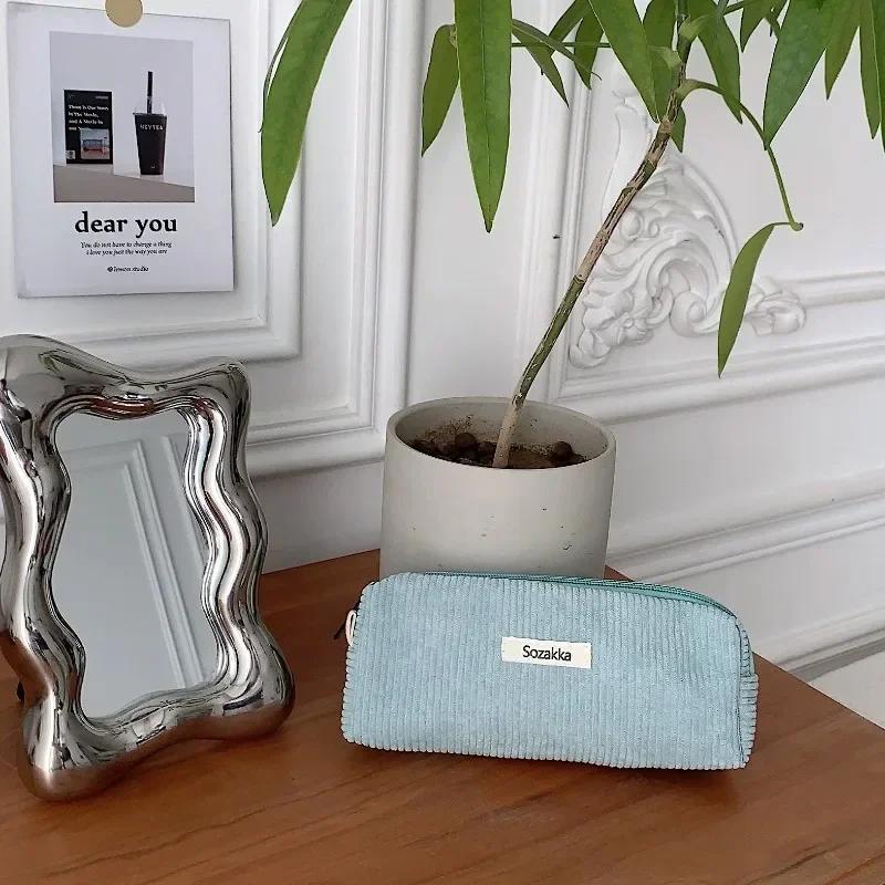 Weiche große Kosmetiktaschen für Frauen, wichtige Make-up-Kulturtasche, modische Reise-Make-up-Tasche aus Cord, Pinsel, Bleistift-Organizer