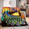 1pc Peacock Feather Blanket Lightweight Flannel Blanket Throw Blanket For Sofa, Bed, Travel, Camping Yy2509026210