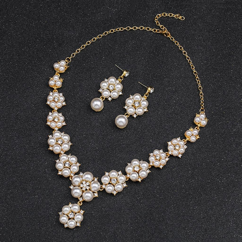 Zirkonia Halskette Elegante Imitation Perlen Halskette Halskette Ohrring Set Formelle Schmuck Accessoires Für Brautjungfern