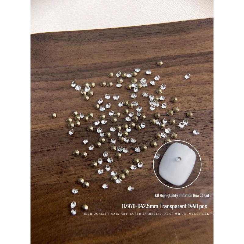 High-Quality K9 Nail Art Rhinestones: Super Shiny, 33-Facet, Various Sizes, Pointed Back, Clear Round Decorations